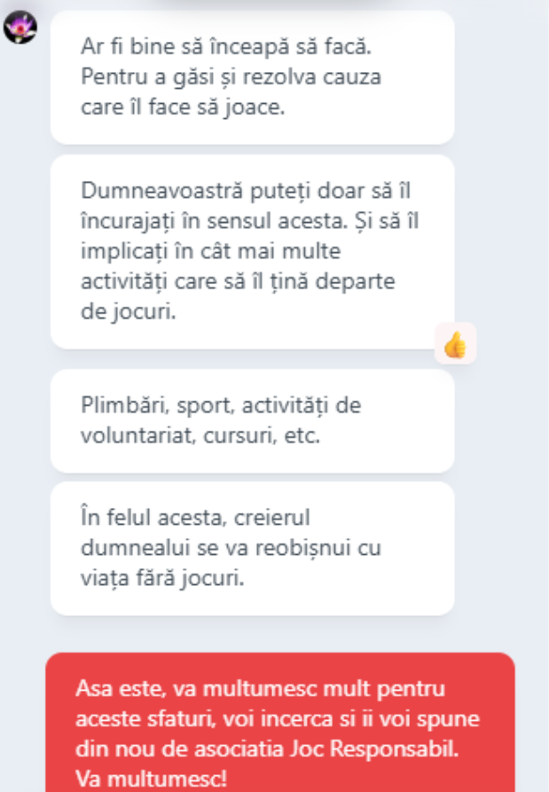 Sfat psiholog pentru joc responsabil