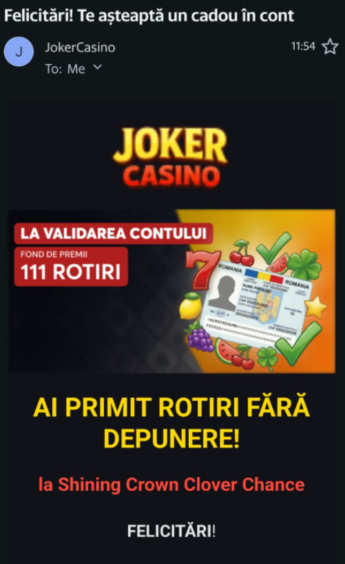 Creditare joker casino bonus fara depunere cont