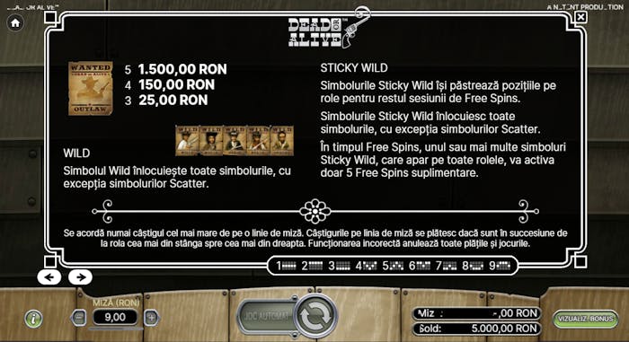 linii de plată dead or alive