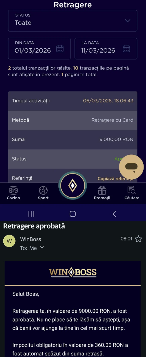 Dovadă joc la casino online din România cu retragere aprobată