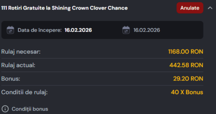 Dovada primire 111 rotiri gratuite la validare cont Joker Casino
