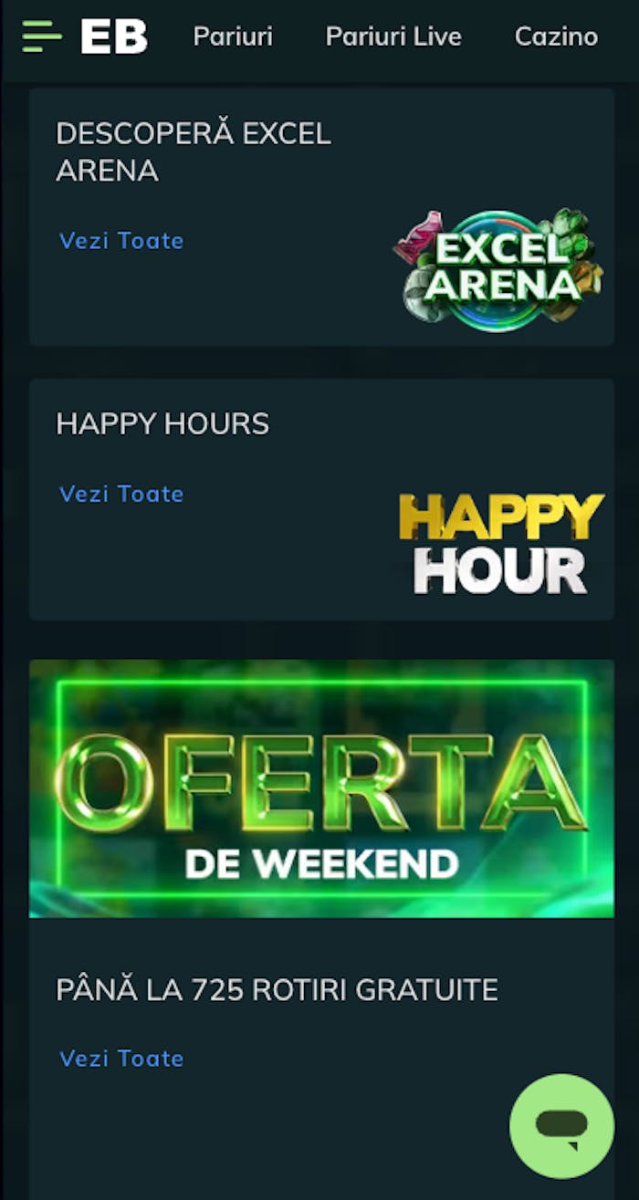 Exemplu de altă promoție Excelbet disponibilă fără cod.