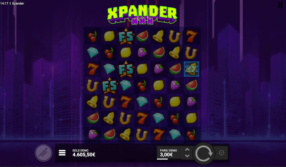 Joc cu șeptari roșu, Xpander unde au fost prinse 3 simboluri scatter FS care au declanșat 5 runde bonus. Fiecare rundă din specială poate dubla multiplicatorii. 