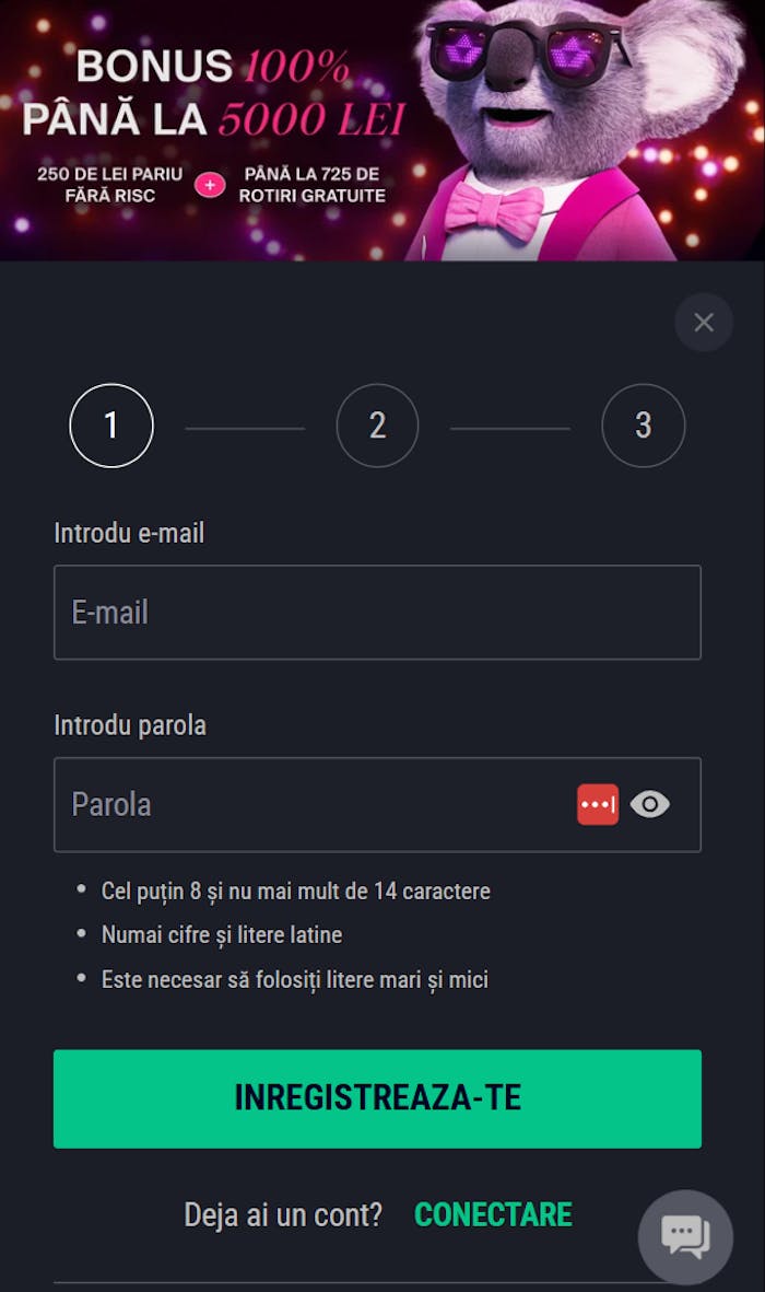 Toate datele pe care trebuie să le treci în formularul de înregistrare de la Favbet casino online.
