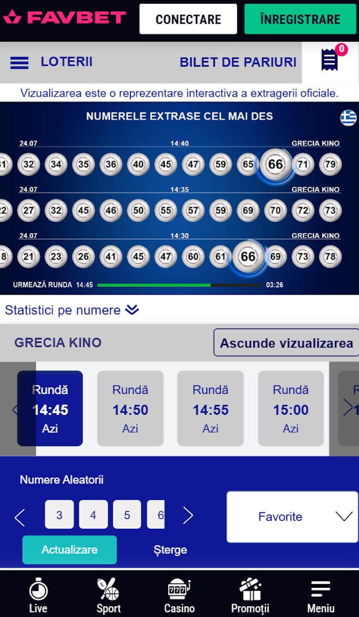 Extrageri loto disponibile la cazinoul Favbet.