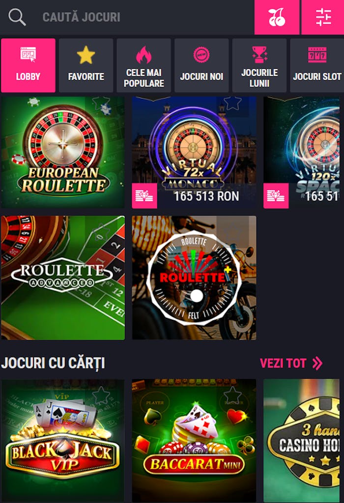 Toate jocurile de masă clasice de la Favbet RO.