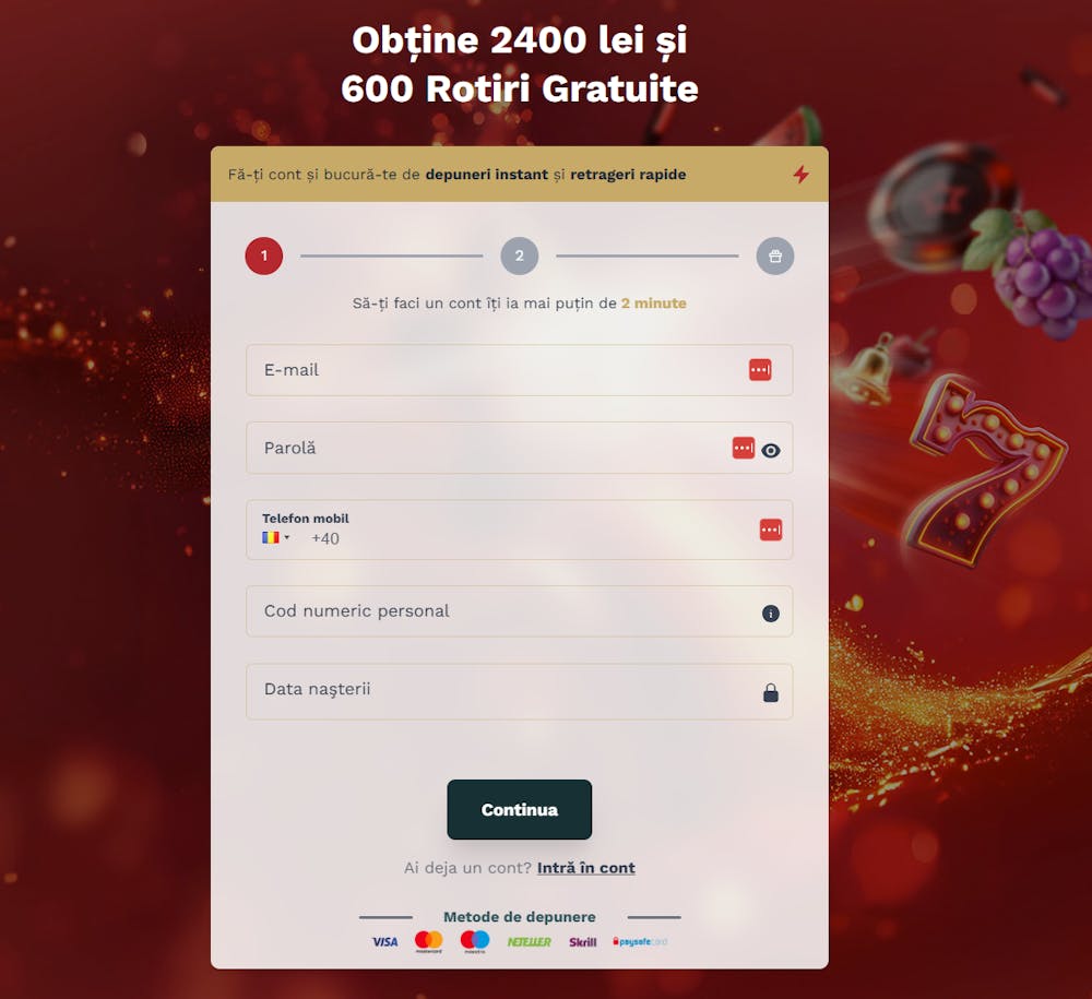 Toate datele pe care trebuie să le scrii pe Magic Jackpot pentru deschiderea contului tău.