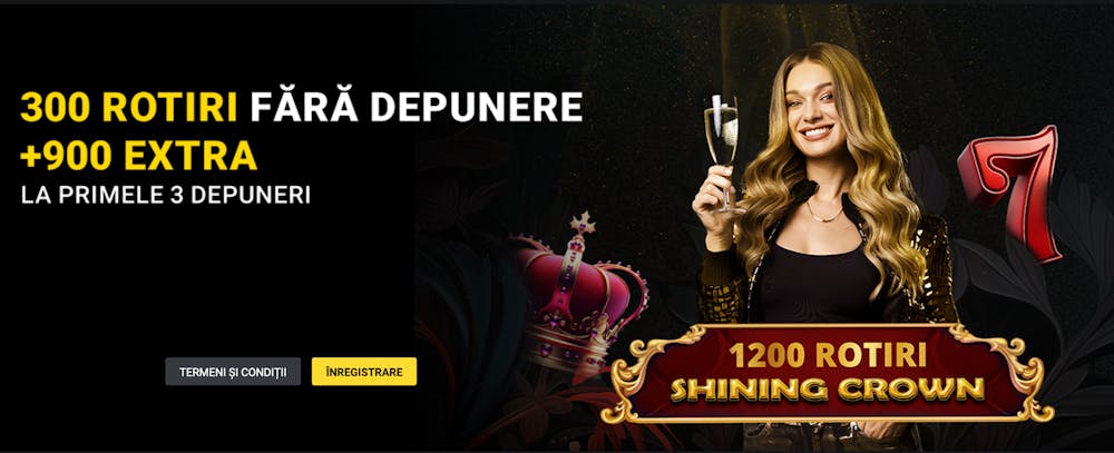 Tot bonusul Fortuna casino cu 1200 de rotiri la jocul Shining Crown din care 300 sunt rotiri gratuite fără depunere și 900 cu depunere.