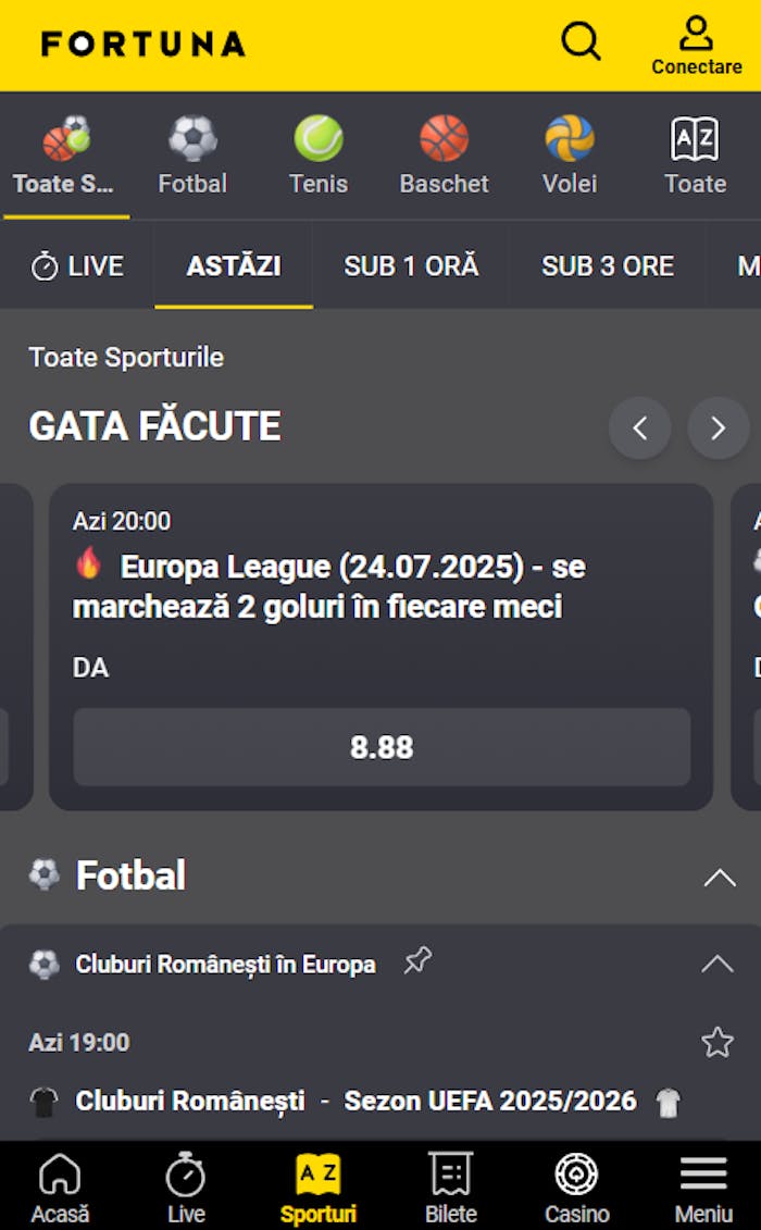 La ce poți să pariezi pe eFortuna online de la fotbal la baschet și volei.
