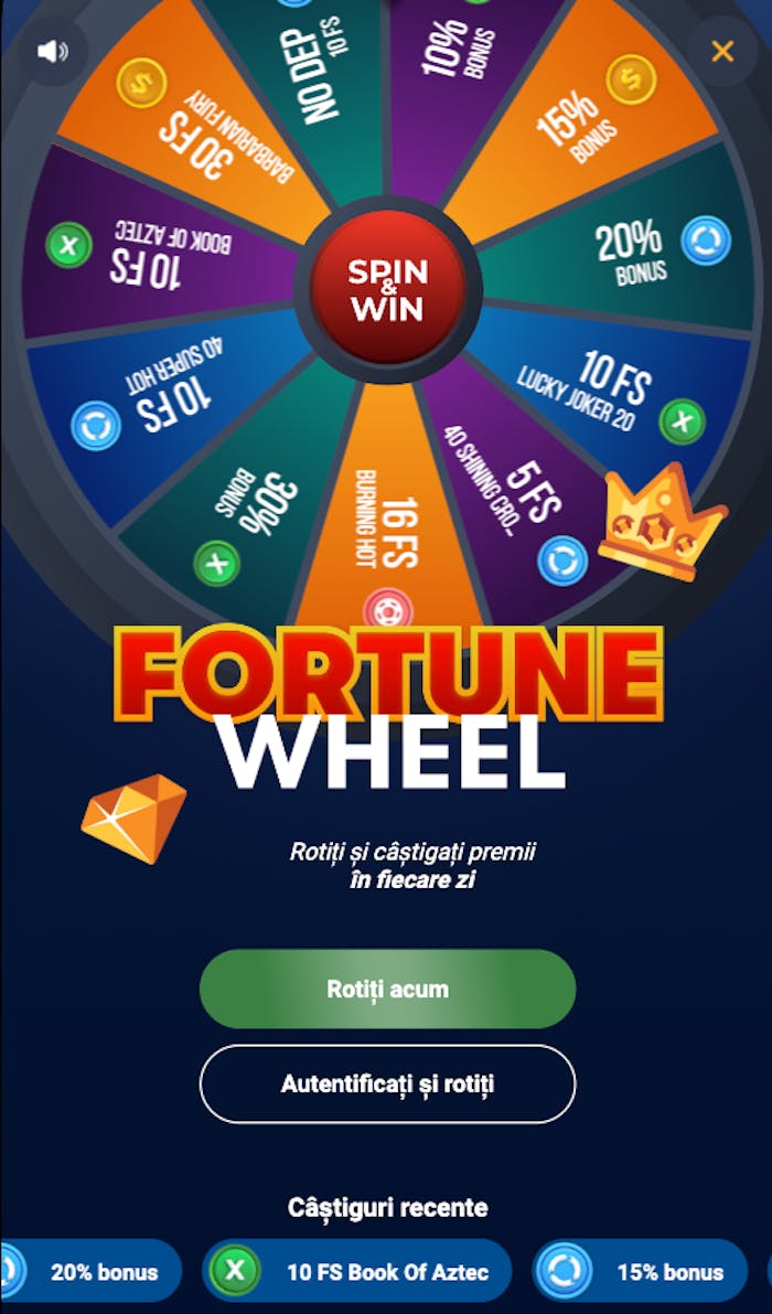 Ofertă existentă Frank casino bonus fara depunere la Fortune Wheel.