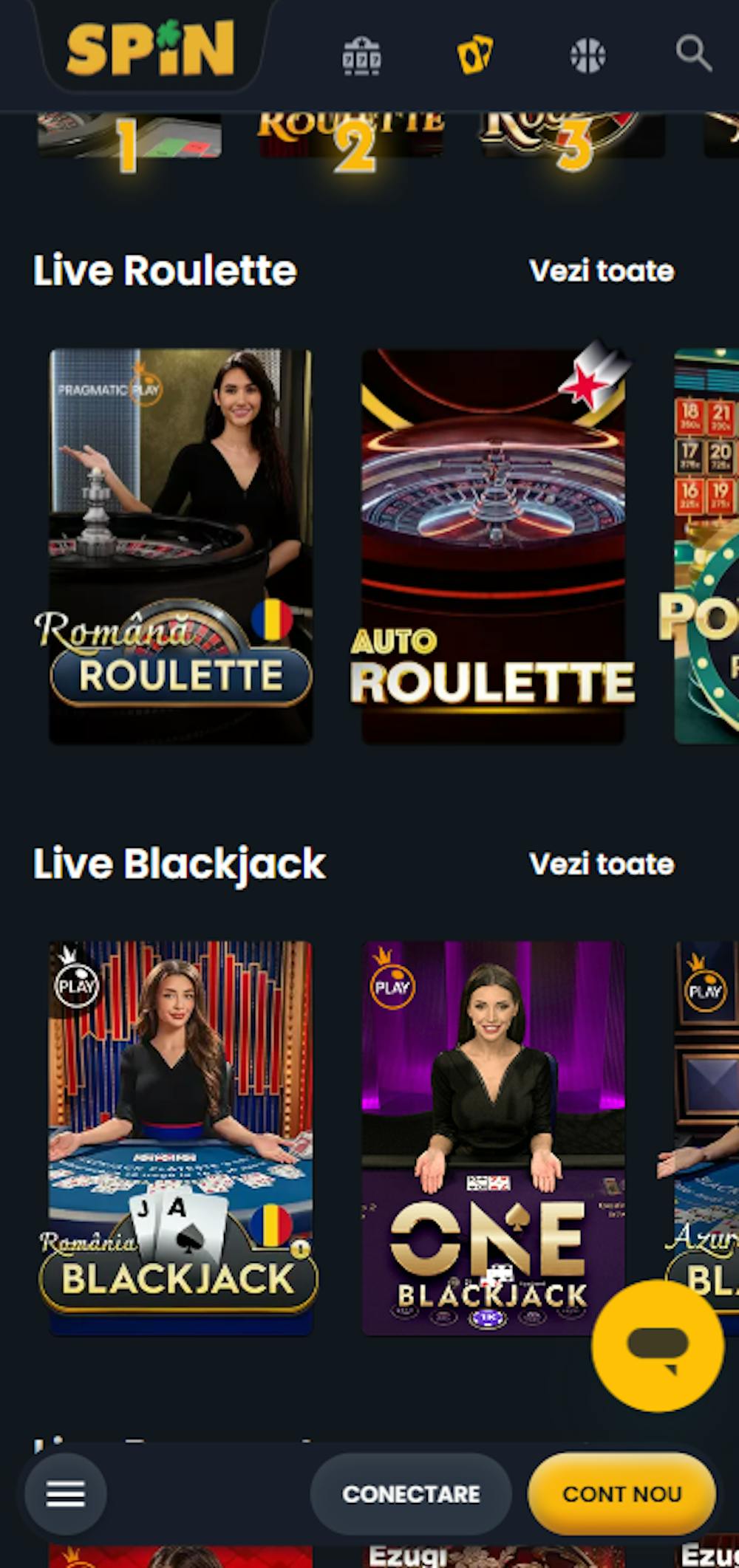 Prezentare jocuri live dintr-un casino online de top cu dealeri care vorbesc română.
