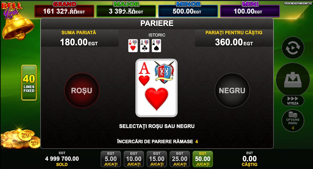 Funcția Gamble la 40 Burning Hot Bell Link.
