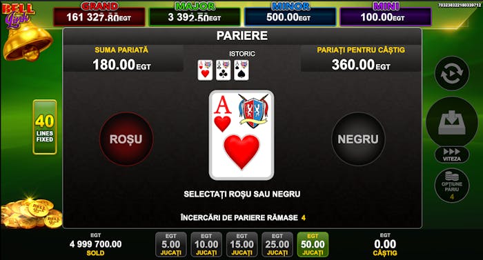Funcția Gamble la 40 Burning Hot Bell Link.