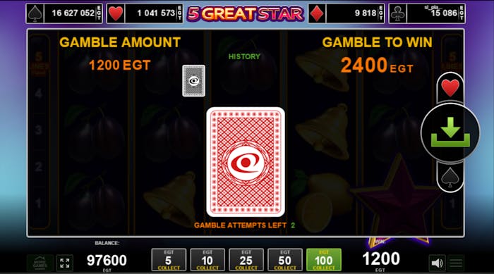 Funcția Gamble la 5 Great Star.