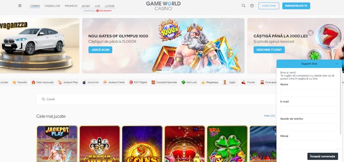 Contactează suportul Gameworld prin live chat.