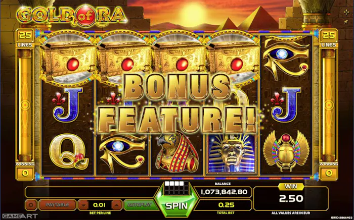 Funcție bonus la Gold of Ra. 