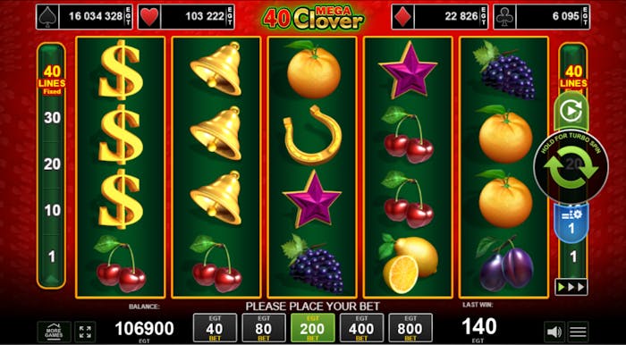 Grafica slotului 40 Mega Clover.