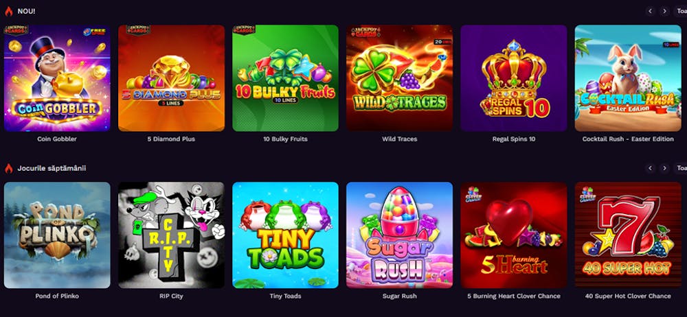 O parte din oferta de jocuri online de la HotSpins casino.