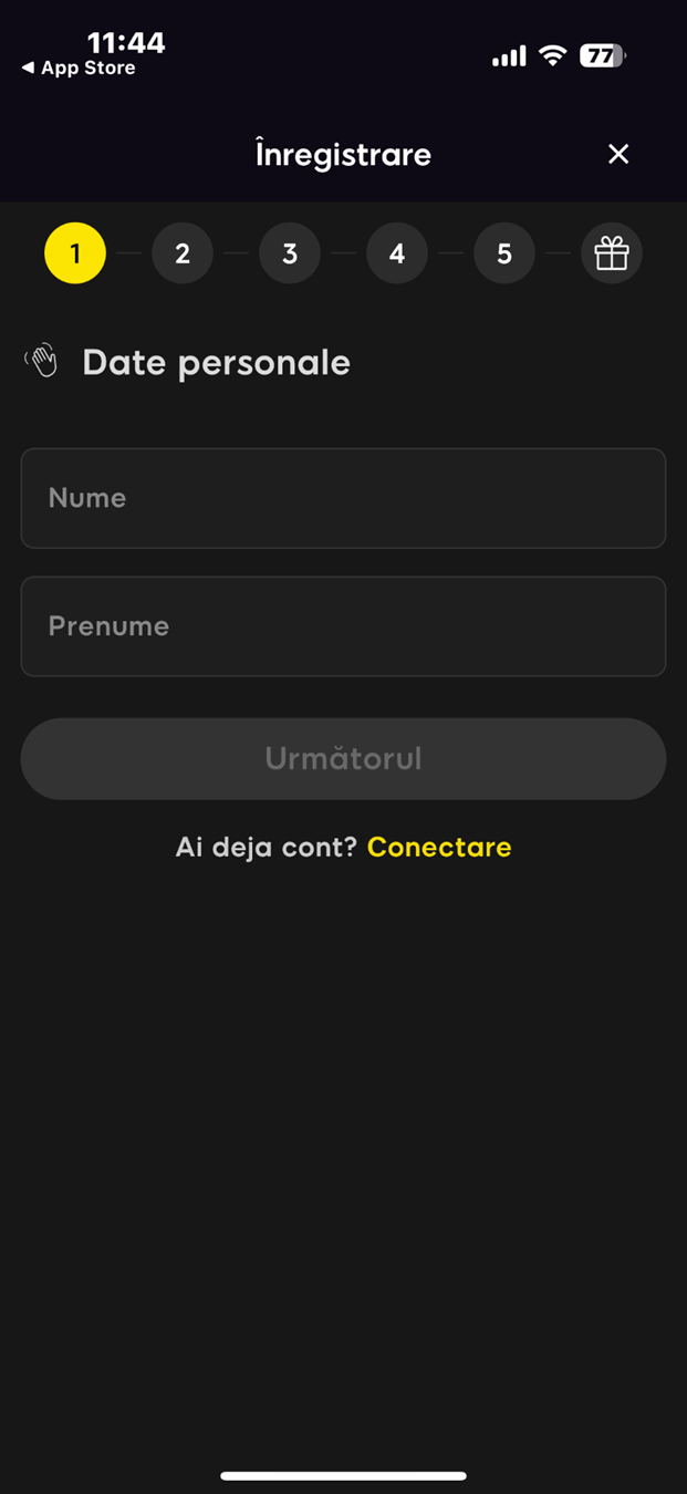 Pagina de înregistrare cont nou de la 888Casino.