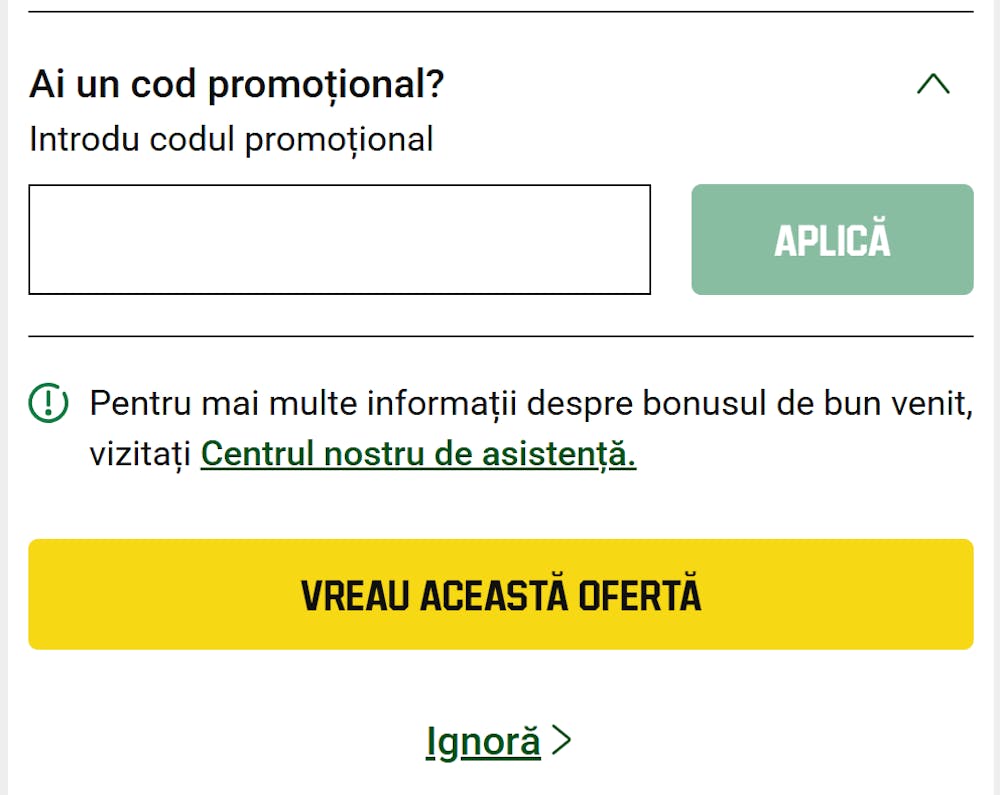 Unde inserezi primul cod promo Unibet.