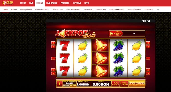 Jackpot Bells are simboluri clasice ca șeptari, fructe și clopoței.