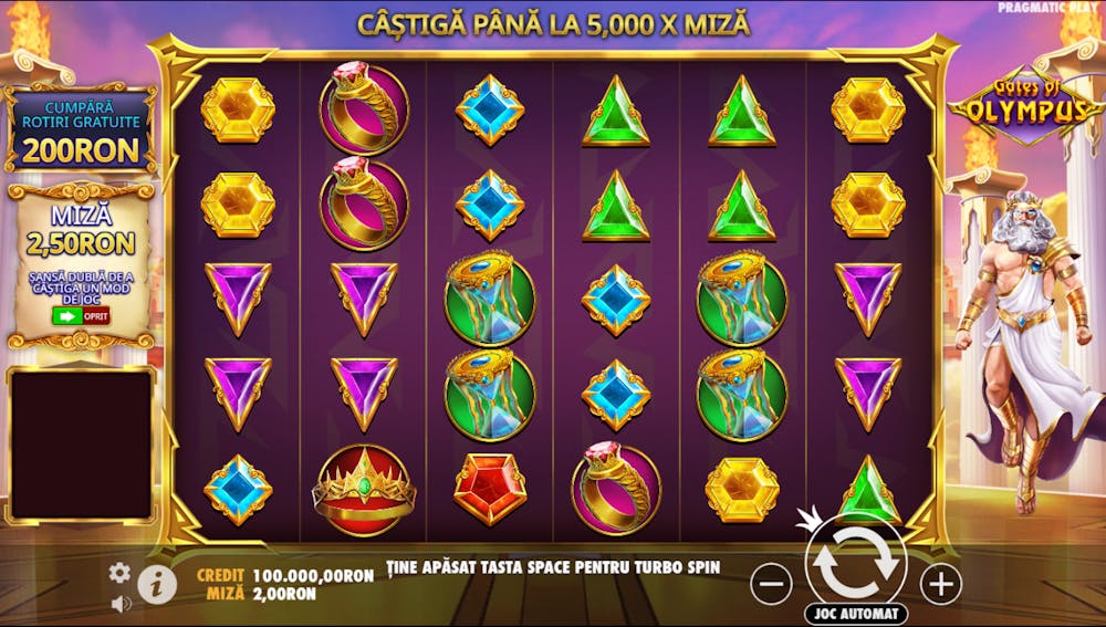 Șansa dublă pentru prinderea funcției speciale din slotul Gates of Olympus.