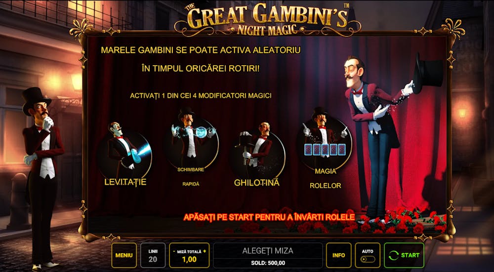Funcție aleatorie din Great Gambini pentru fiecare rotire necâștigătoare.