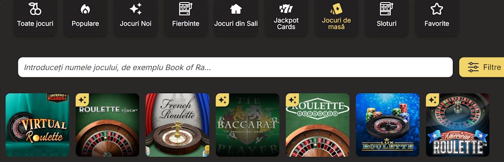 Cele mai noi jocuri de masă de la Million casino.
