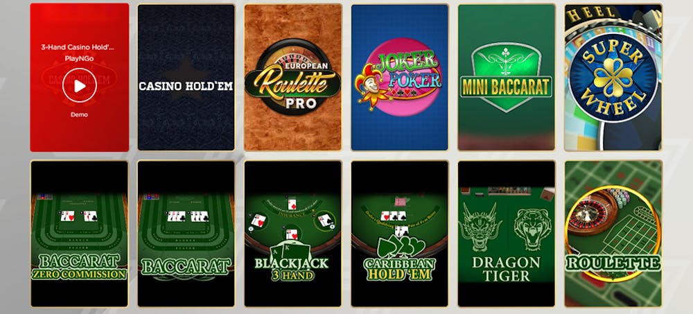 Jocuri de masă digitale de la RedSevens casino.