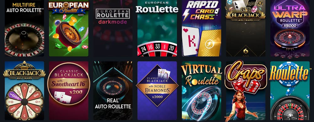 Spin casino jocuri de masă clasice din care poți vedea variante de ruletă, blackjack și craps.