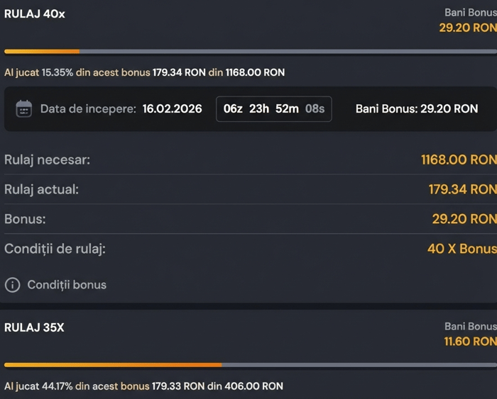 Dovadă rulaj din primul Joker Casino bonus fara depunere