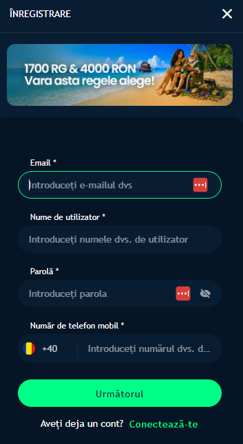 Cum arată prima parte din formularul de înregistrare pentru codul King