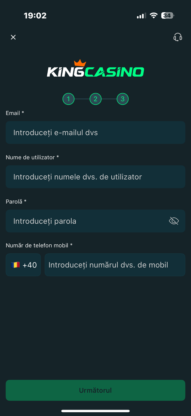 Cum mă înregistrez pe mobil la King Casino Ro.