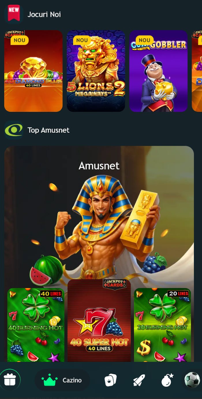 Interfață păcănele King Casino.