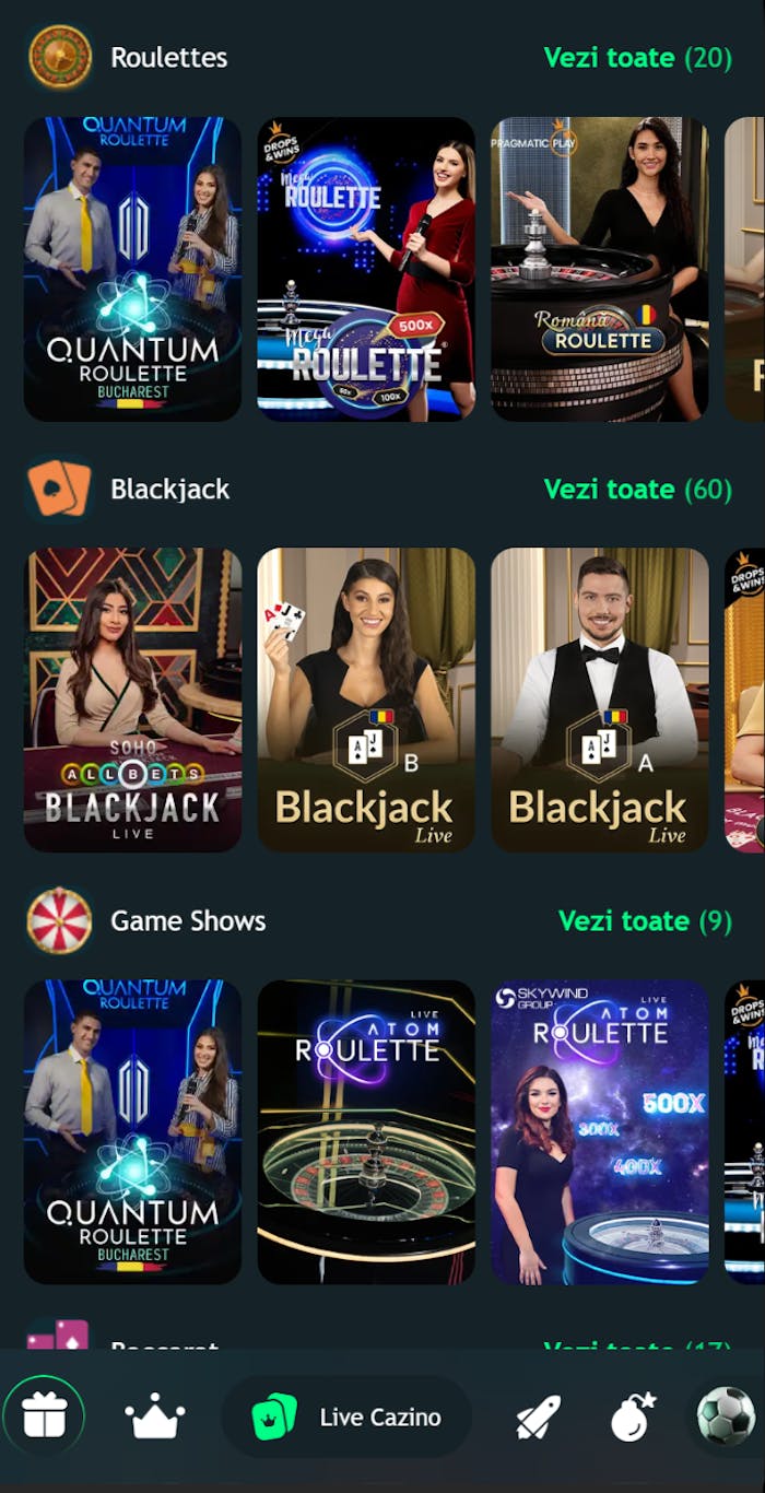 Jocuri de cazino live disponibile la King Casino.