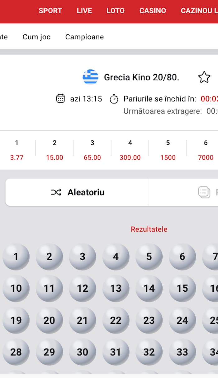 Pagina de loto Kino Grecia de la Casa Pariurilor.