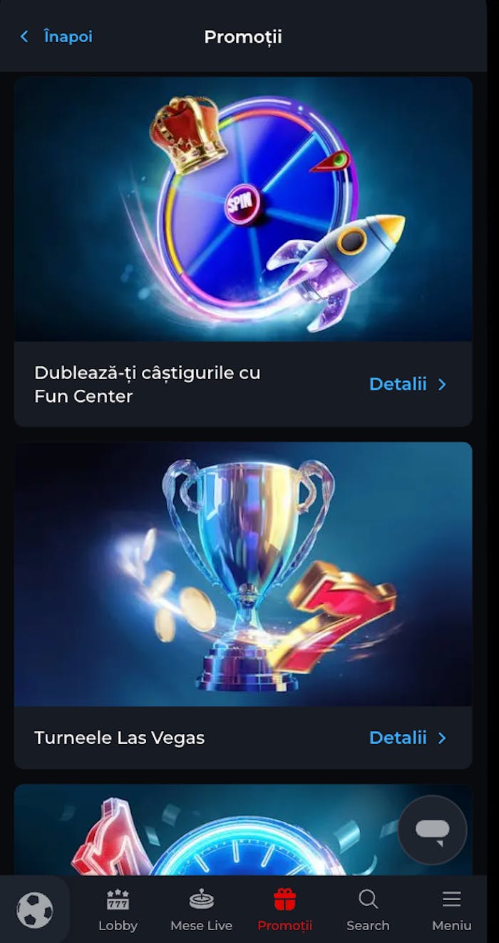 Exemplu de bonusuri Las Vegas disponibile pentru jucătorii existenți.