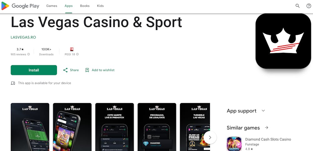 Captură de ecran cu pagina Las Vegas Casino din Google Play 