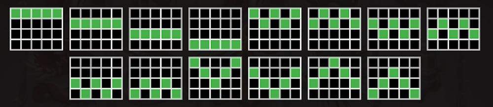 Liniile de plată ale jocului care arată cum se formează liniile câștigătoare