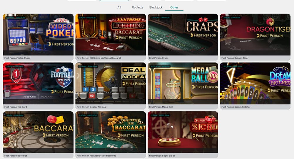 Mese de casino live la Bet7.