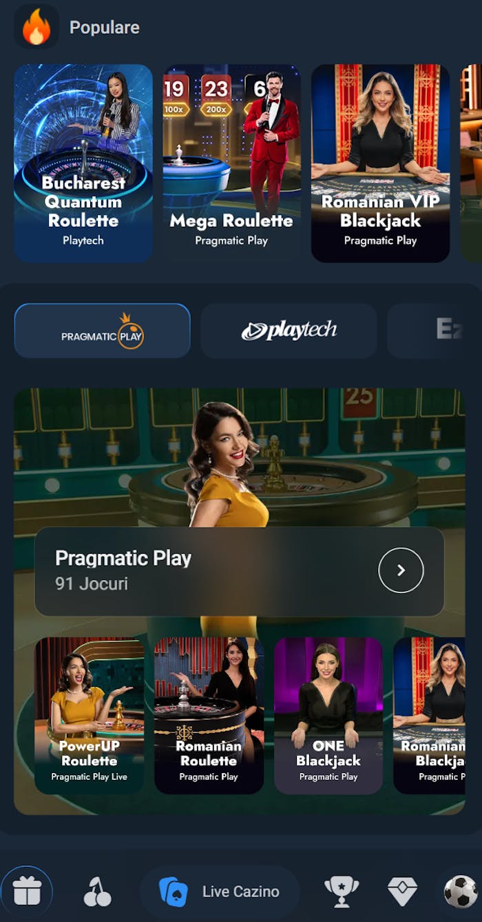 Cele mai populare mese live de la Plus Pariuri casino cu dealeri care vorbesc româna.