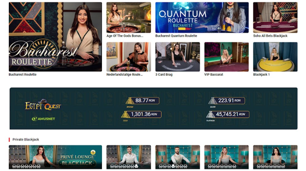 Imagine cu jocurile de masă live disponibile într-un casino online de top cu dealeri români. 