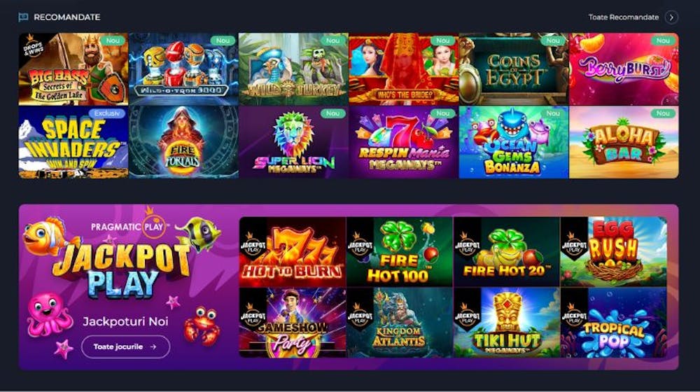 Poză reprezentativă pentru un lobby de păcănele și modul de afișare al jocurilor dintr-un casino online. 