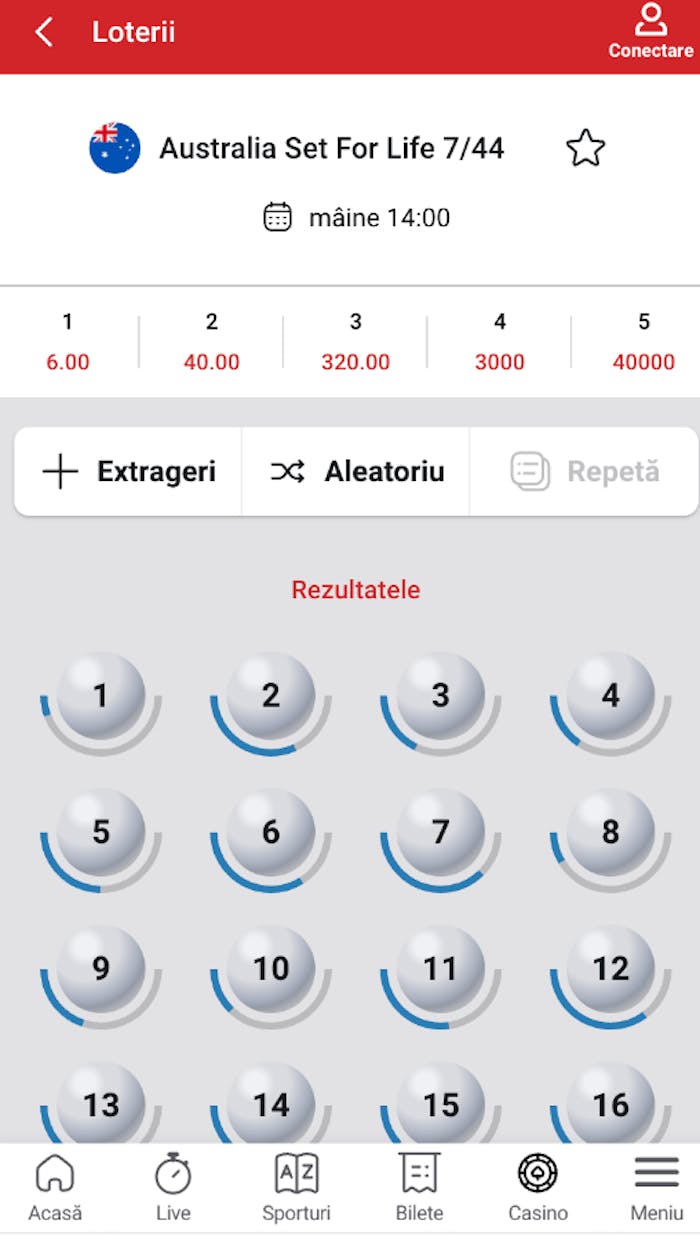Pagina de loto Australia Set For Life 7/44 la Casa Pariurilor.