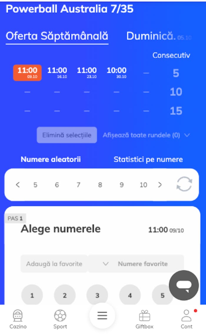Pagina loteriei Powerball 7/35.