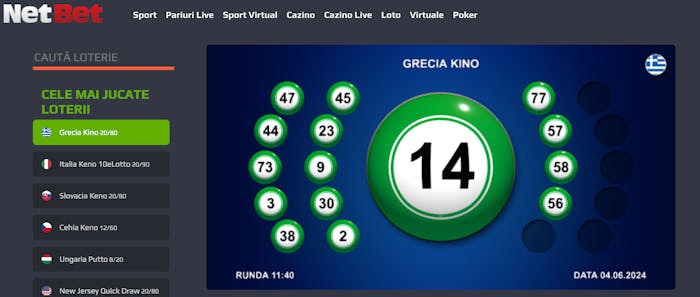 Captură din timpul unei extrageri Grecia Kino 20/80