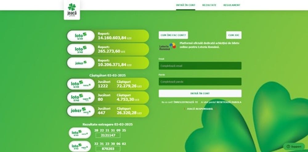 Platforma oficială unde jucătorii pot plasa pariuri loto online.