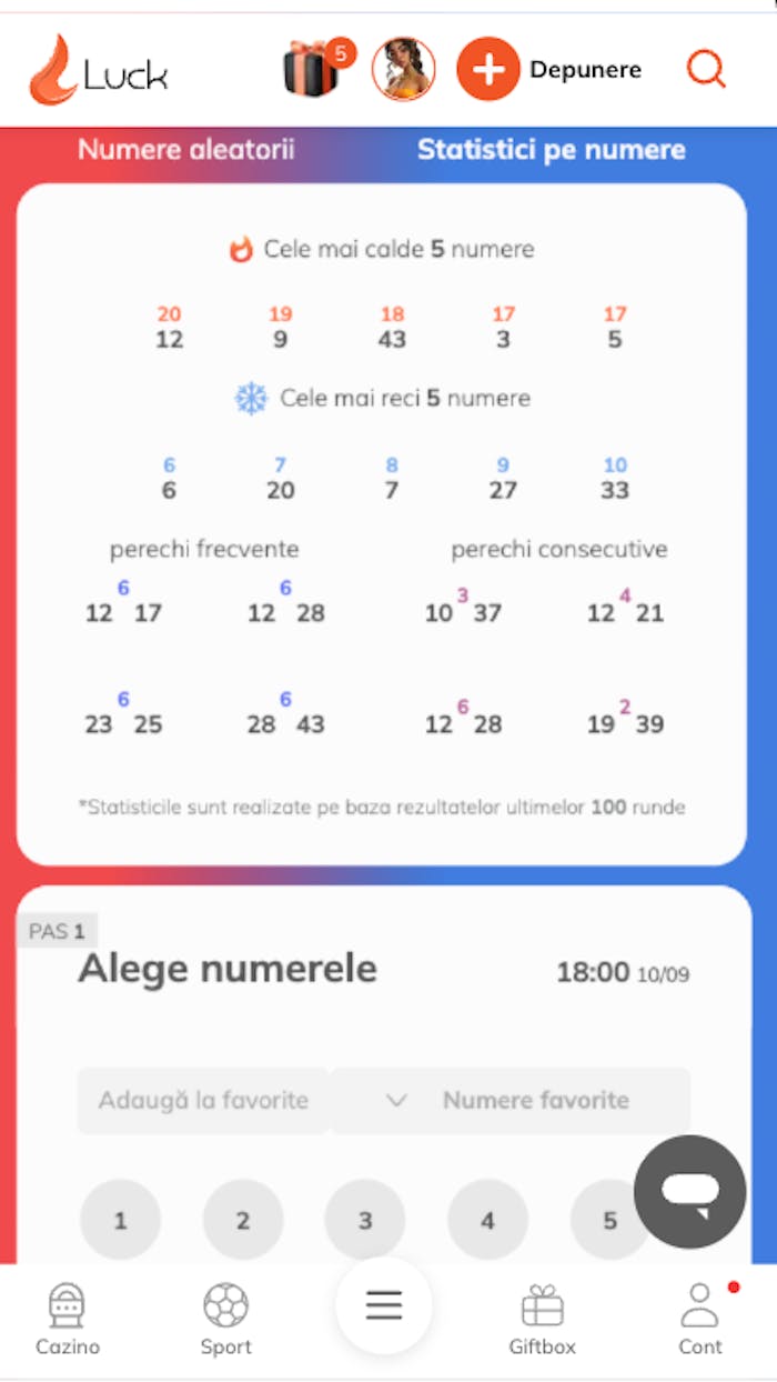 Statistică loto Slovenia 6/44 pe baza ultimelor 100 de runde.