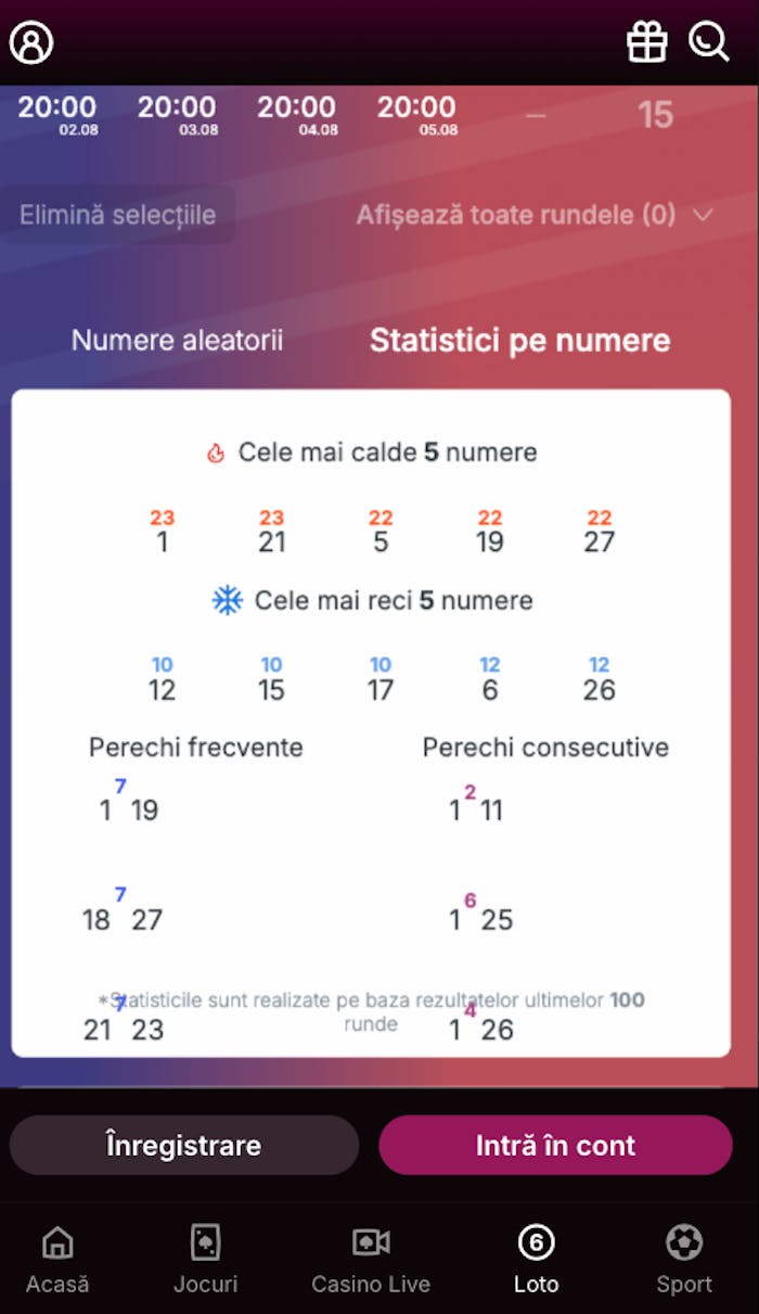 Statistici extrageri loto. 