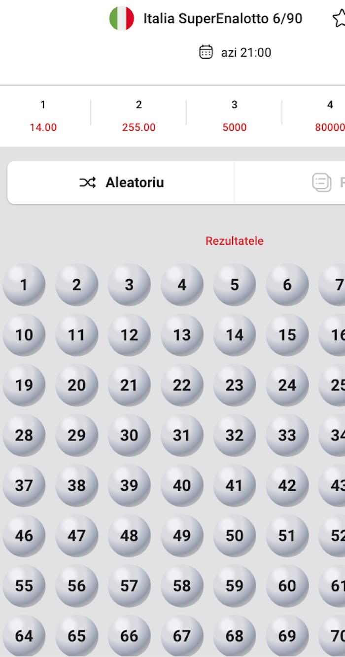 Pagina SuperEnalotto Italia de pe Casa Pariurilor.